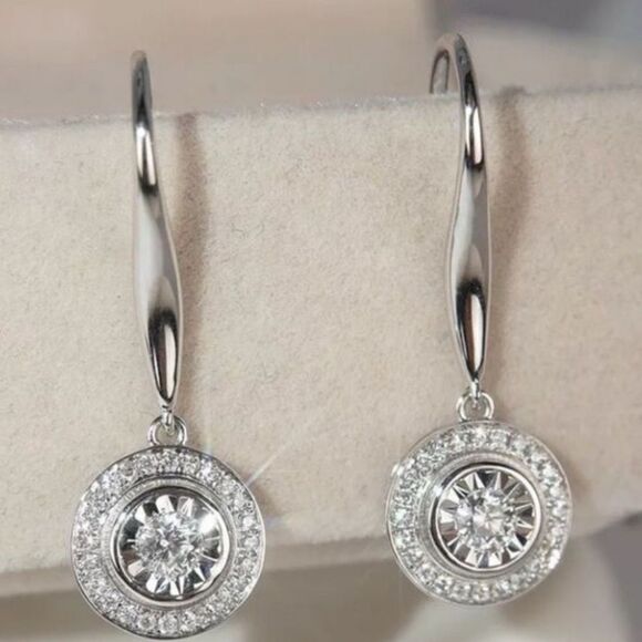 The Disc Drop Round Earring in 925 - Picture 1 of 5